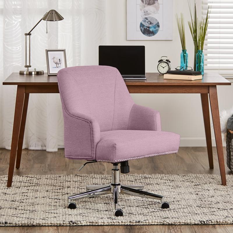 Serta Leighton Home Mid-Back Office Chair, Twill Fabric, Lilac/Chrome MPN:CHR200086