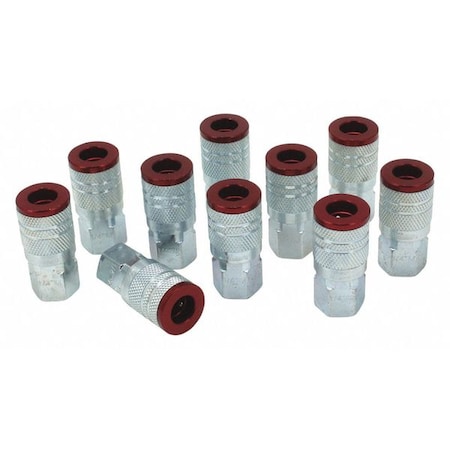 Quick Connect Coupler, M Style, 1/4 in FNPT, Steel, Red, PK10 MPN:715MC
