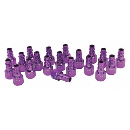 High-Flow Quick Connect Plug, V-Style, 1/4 in FNPT, Steel, Purple, PK20 MPN:761VC-20