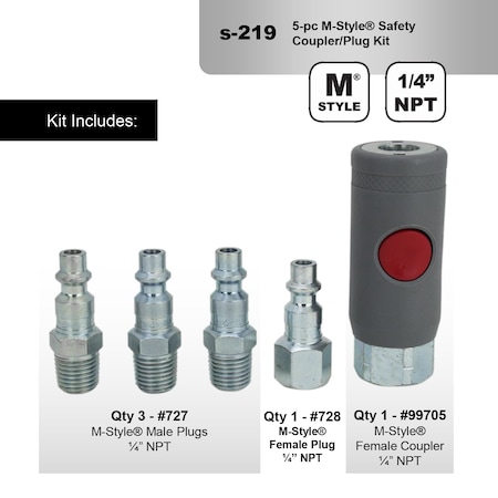 M-Style Safety Coupler and Plug Kit, Brass/Steel MPN:S-219