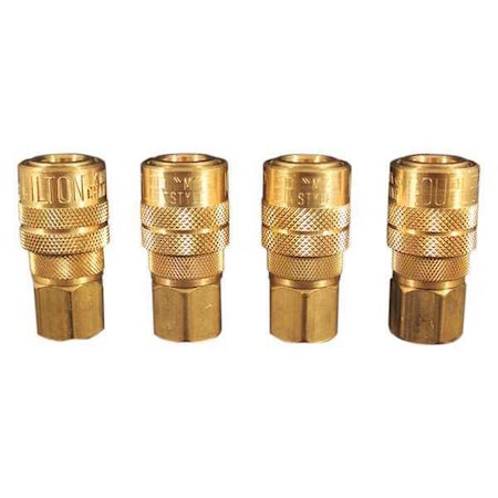 M Style Coupler, 1/4 in FNPT, Brass, PK4 MPN:S-715-4