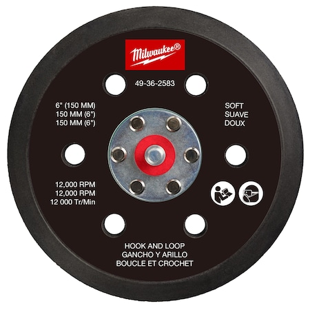 Sander Backing Pad, 6 in dia., 1 in Thick MPN:49-36-2583