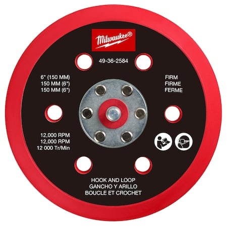Sander Backing Pad, 6 in dia., 1 in Thick MPN:49-36-2584