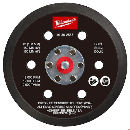 Sander Backing Pad, 6 in dia., 1 in Thick MPN:49-36-2585