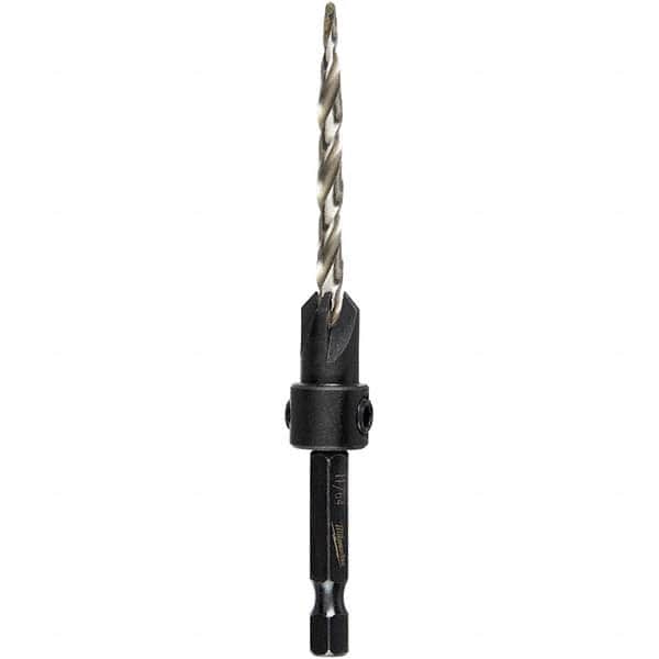 Adjustable-Depth Drill Countersinks, Cutter Head Diameter (Inch): 1/4 , Drill Size Compatibility (Inch): 11/64 , Drill Size Compatibility: 0.1719in  MPN:48-13-5001