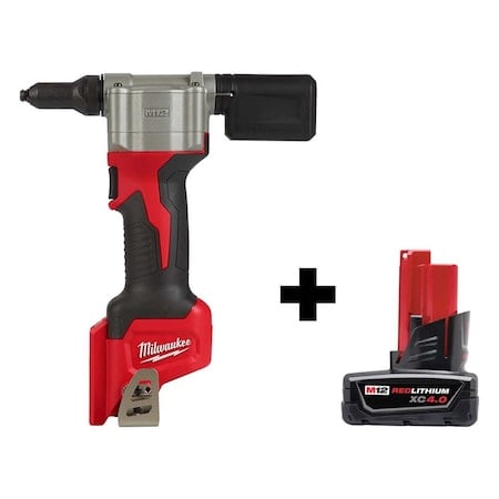 M12 Rivet Tool + M12 XC 4.0 Battery Pack MPN:2550-20, 48-11-2440