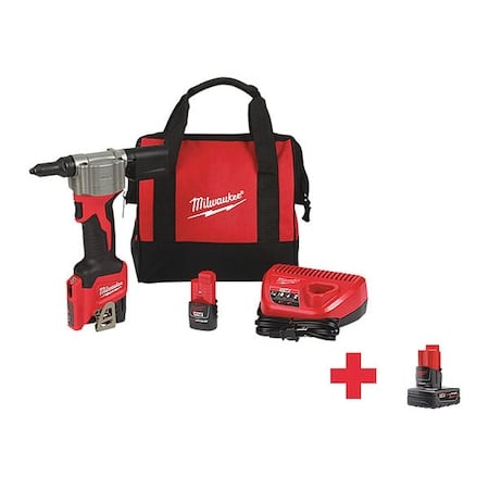 M12 Rivet Tool Kit + M12 XC 4.0 Battery Pack MPN:2550-22, 48-11-2440