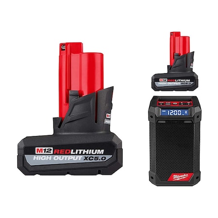 M12 XC5.0 Battery(2) + M12 Radio/Charger MPN:48-11-2450, 48-11-2450, 2951-20