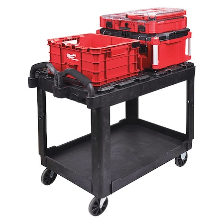 Utility Cart, 500 lb Load Capacity, 2 Shelves, 38 1/2 in L, 24 1/2 in W, Ergonomic Handle MPN:CUSTOM PACKOUT UTILITY 1