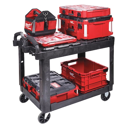 Utility Cart, 500 lb Load Capacity, 2 Shelves, 38 1/2 in L, 24 1/2 in W, Ergonomic Handle MPN:CUSTOM PACKOUT UTILITY 2