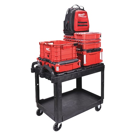 Utility Cart, 500 lb Load Capacity, 2 Shelves, 38 1/2 in L, 24 1/2 in W, Ergonomic Handle MPN:CUSTOM PACKOUT UTILITY 3
