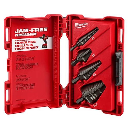 Step Drill Bit Set, High Speed Steel, Black Oxide, 4-Piece MPN:48-89-9223