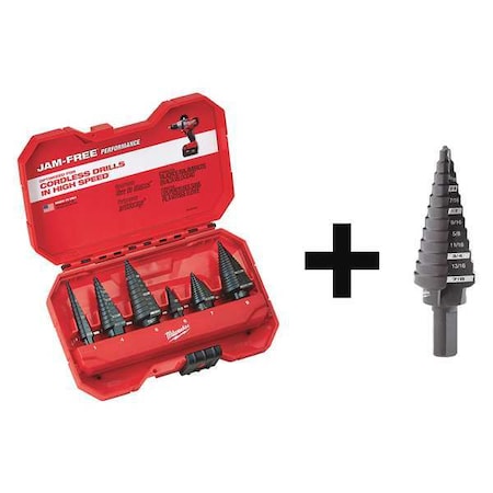 Step Drill Bit Set, 6PC + No. 4 Step Drill Bit, 3/16
