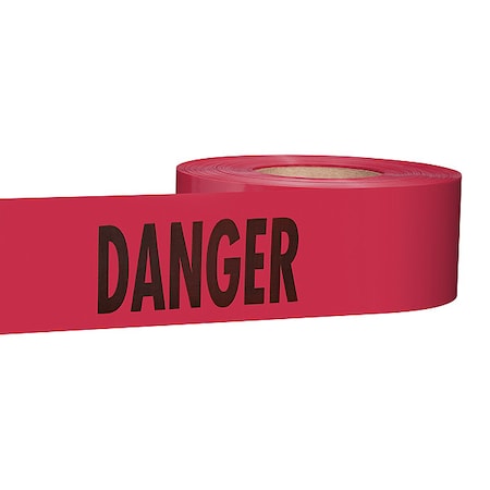 Barricade Tape, DANGER DANGER, Red/Black, 3 in Wide x 1000 ft Length, Plastic, 2 mil MPN:71-1004