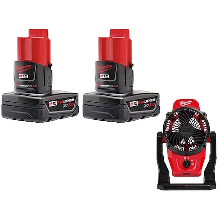 M12 XC Battery 2PK + M12 Mounting Fan MPN:48-11-2412, 0820-20