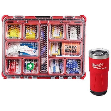 First Aid Kit and Tumbler, Plastic Box, 193 Components, 50 People Served MPN:48-73-8430C, 48-22-8392R