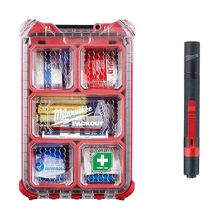 First Aid Kit and Penlight, Plastic Box, 79 Components, 25 People Served MPN:48-73-8435C, 2105