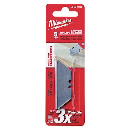 Carton Utility Knife Blades, PK5 MPN:48-22-1934