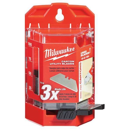 Carton Utility Knife Blades w/ Dispenser, PK50 MPN:48-22-1954