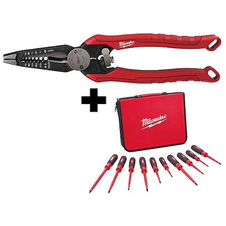 9 in Combo Pliers 7IN1 + 10 PC 1000V Insulated Screwdriver Set MPN:48-22-3078, 48-22-2210
