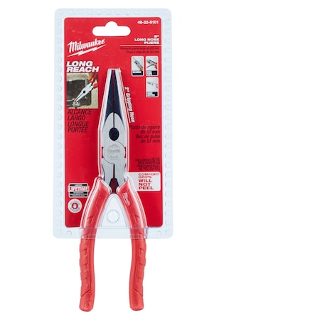 8 in Long Nose Plier, Side Cutter Comfort Grip Handle MPN:48-22-6101