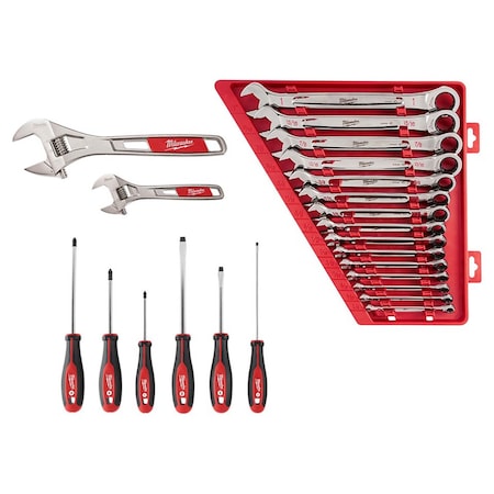 15PC Ratcheting Combination SAE Wrench Set + 6