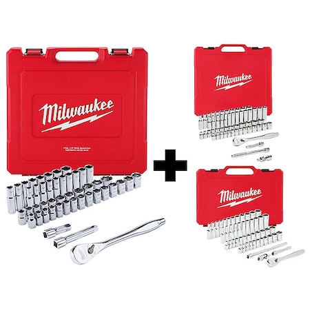 Metric/SAE - Ratchet & Socket Sets: 47pc 1/2