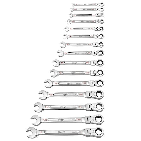 15 pc. SAE Flex Head Ratcheting Combination Wrench Set MPN:48-22-9413