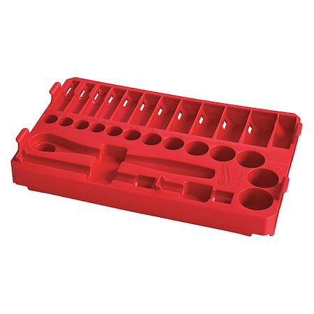 28 pc. 3/8 in. Drive SAE Ratchet and Socket Tray for PACKOUT Low-Profile Compact Organizer MPN:48-22-9481T