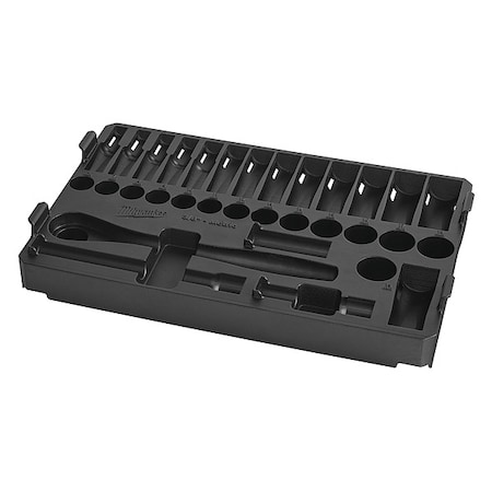 32 pc. 3/8 in. Drive Metric Ratchet and Socket Tray for PACKOUT Low-Profile Compact Organizer MPN:48-22-9482T