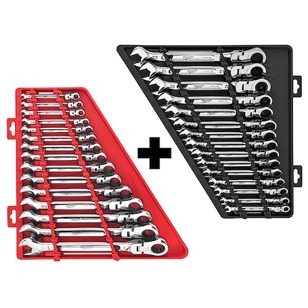 Flex Head Ratcheting Combination Wrench Sets - 15pc Metric, 15pc SAE MPN:48-22-9513, 48-22-9413