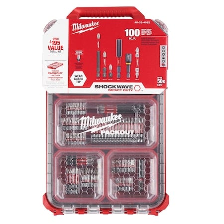 100 pc. SHOCKWAVE Impact Duty Driver Bit PACKOUT Set MPN:48-32-4082