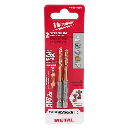 4mm Titanium Shockwave Red Helix Bit MPN:48-89-4808