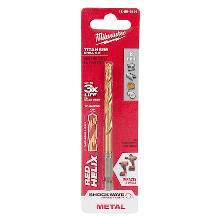 6mm Titanium Shockwave Red Helix Bit MPN:48-89-4814