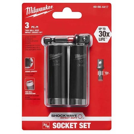 SHOCKWAVE Deep Well Impact Socket Set - 3PC MPN:49-66-4417