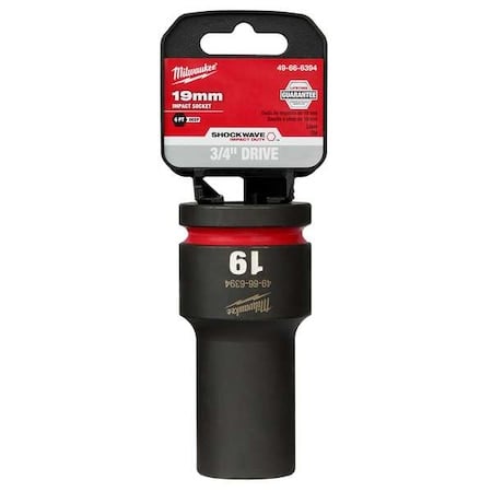 19mm SHOCKWAVE Impact Duty 3/4 in. Drive Deep Well 6 Point Impact Socket MPN:49-66-6394