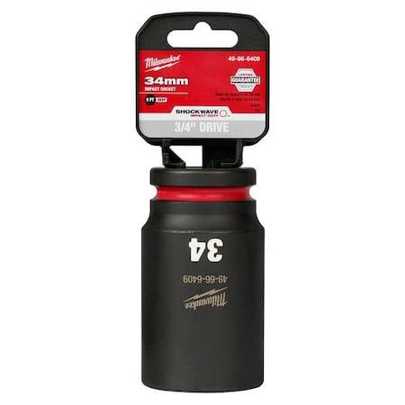 34mm SHOCKWAVE Impact Duty 3/4 in. Drive Deep Well 6 Point Impact Socket MPN:49-66-6409