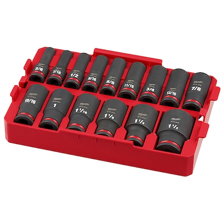 15 pc. SHOCKWAVE Impact Duty 1/2 in. Drive SAE Deep Well Socket Set with PACKOUT Organizer Tray MPN:49-66-6817