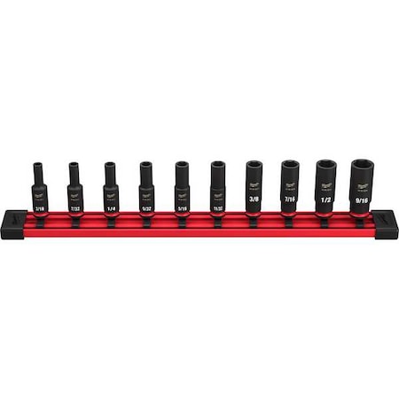 10 pc. SHOCKWAVE Impact Duty 1/4 in. Drive SAE Deep Well 6 Point Socket Set MPN:49-66-7001