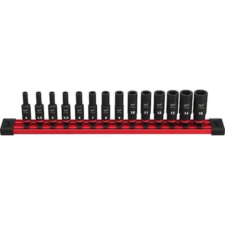 14 pc. SHOCKWAVE Impact Duty 1/4 in. Drive Metric Deep Well 6 Point Socket Set MPN:49-66-7003