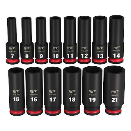 14 pc. SHOCKWAVE Impact Duty 3/8 in. Drive Metric Deep Well 6 Point Socket Set MPN:49-66-7008