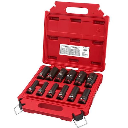 12 Piece SHOCKWAVE Socket Set, Impact Duty 1/2 in Drive, SAE, Deep Well 6 Point Socket Set MPN:49-66-7011