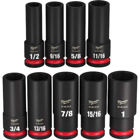 9 pc. SHOCKWAVE Impact Duty 1/2 in. Drive SAE Deep Well 6 Point Socket Set MPN:49-66-7022