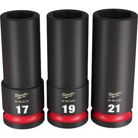3 pc. SHOCKWAVE Impact Duty 1/2 in. Drive Metric Deep Well 6 Point Socket Set MPN:49-66-7025