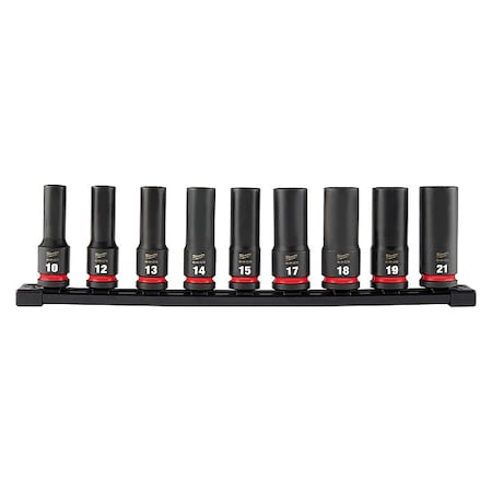 9 pc. SHOCKWAVE Impact Duty 1/2 in. Drive Metric Deep Well 6 Point Socket Set MPN:49-66-7032