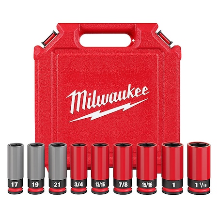 1/2 in Drive Lug Nut Wheel Socket Set, Metric, SAE, 9 pcs MPN:49-66-7832