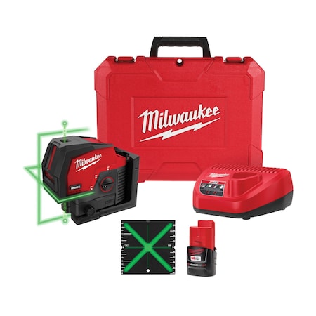 M12 Green Cross Line & Plumb Points Laser Kit MPN:3622-21