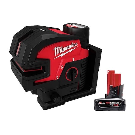 M12 Cross w/ 4PT Laser + M12 XC 4.0 Battery Pack MPN:3624-21, 48-11-2440