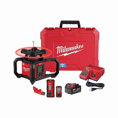 M18 Red Exterior Dual Slope Rotary Laser Level Kit w/ Receiver & Remote MPN:3704-21