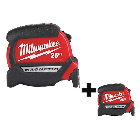 25ft Compact Wide Blade Magnetic Tape Measure 2-Pack MPN:48-22-0325, 48-22-0325
